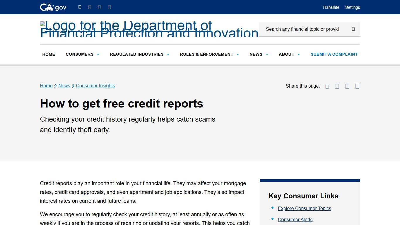 How to get free credit reports - DFPI